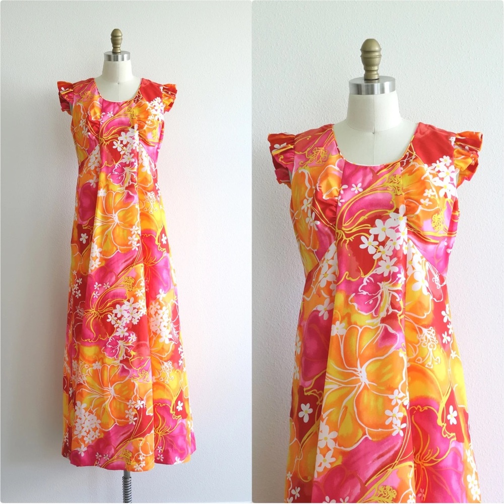 Vintage Hawaiian Hukilau Fashions Muumuu Dress